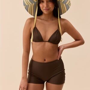 Djerf Avenue Boxer Bikini Bottom Cocoa
